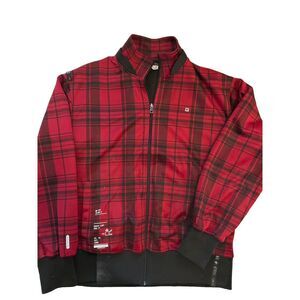 ROCA WEAR Red Plaid Zip Up Jacket  Embroidered Street wear Y2K Hip Hop. Size‎ L